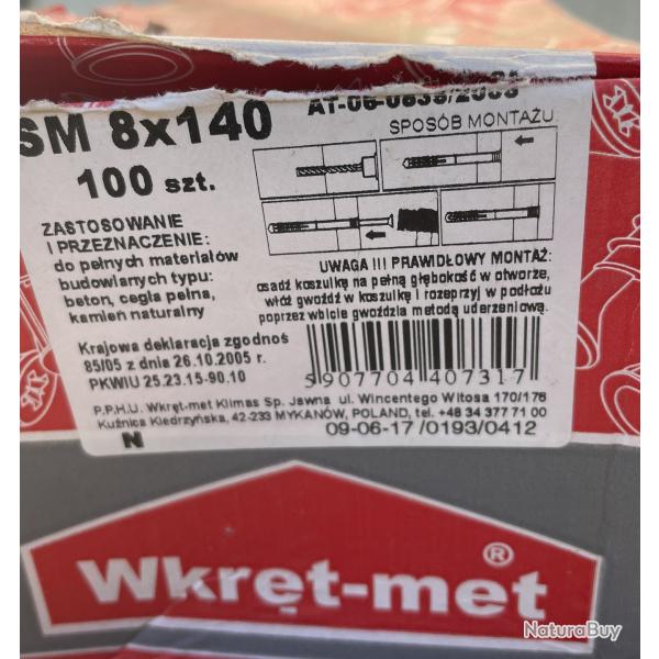 50 GRANDS TAP VIS  chevilles + vis 8X140