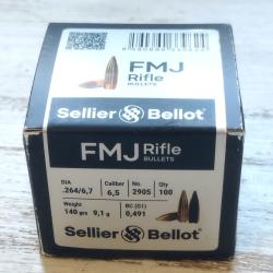 Ogives Sellier & Bellot - Cal: 6,5mm (.264") FMJ - 140grs - boite de 100 unit&eacute;s
