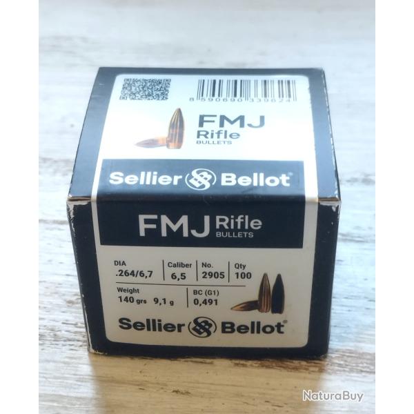Ogives Sellier & Bellot - Cal: 6,5mm (.264") FMJ - 140grs - boite de 100 unit�s