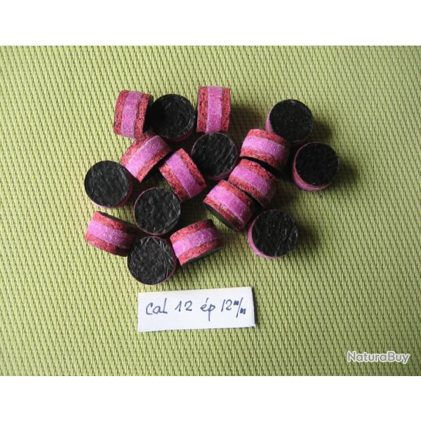 Bourres cal 12 li�ge feutre rose li�ge hauteur 12 mm 1�re qualit�