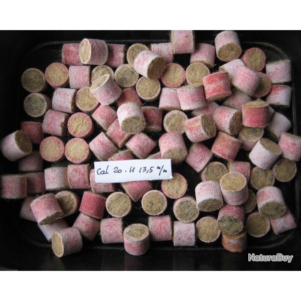 Bourres cal 20 anciennes tout feutre rose  hauteur 12 mm