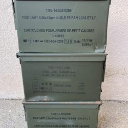 Lot de trois caisses &agrave; munitions vides