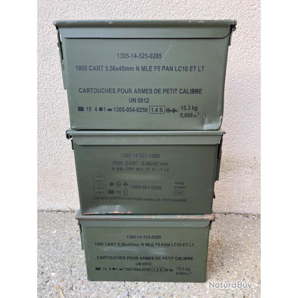 Lot de trois caisses � munitions vides