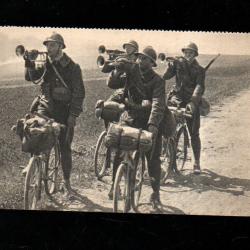 fin de manoeuvres clairons troupes cyclistes cpa