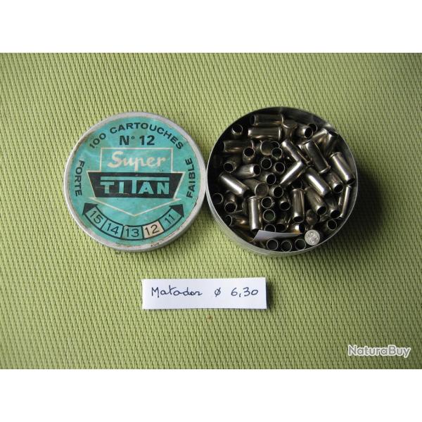 92 cartouches super Titan No 12 pour matador diam�tre de la douille 6,30 mm
