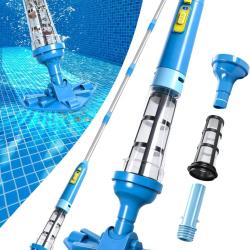Aspirateur Piscine sans Fil avec Perche R&eacute;tractable, 60L/Min Aspirateur Spa Manuel Dur&eacute;e de Fonction