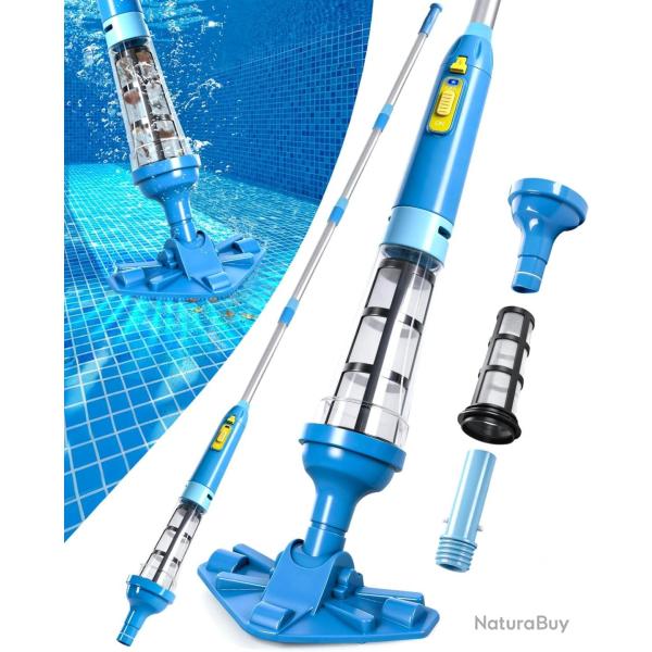 Aspirateur Piscine sans Fil avec Perche R�tractable, 60L/Min Aspirateur Spa Manuel Dur�e de Fonction