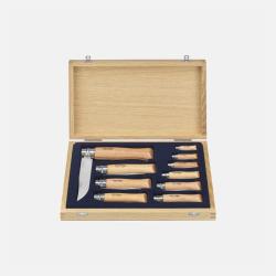 Coffret Collection Opinel - 10 Couteaux Inox Tradition du N&deg;02 au N&deg;12 avec Vitrine Bois
