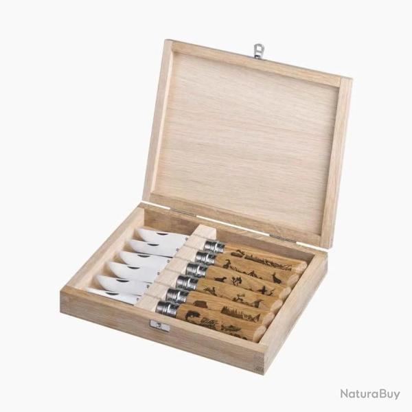 Opinel Coffret cadeau de 6 couteaux de poche, mod�le n� 08 Animalia assorti, acier inoxydable et boi