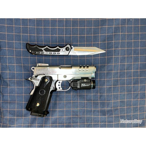 Airsoft baby Hi-capa culasse polie chrome GBB WE