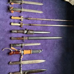 Lot de 11 ba&iuml;onnettes