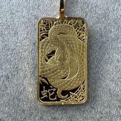 Pendentif Lingot or 1 g mont&eacute; en pendentif - Suisse - 24 carats - ARGOR - Serpent