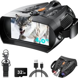 Lunettes de Vision Nocturne, Zoom num&eacute;rique 10x, &eacute;cran HD 4 Pouches Batterie Rechargeable 5000 mAh