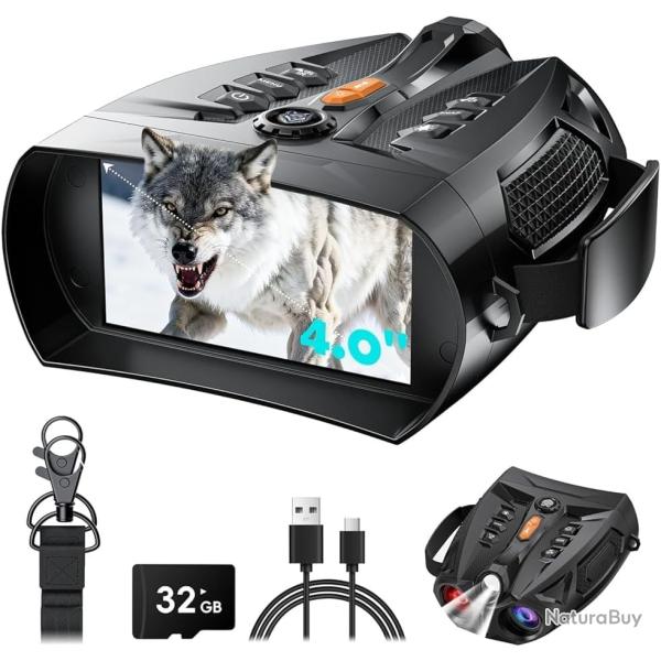 Lunettes de Vision Nocturne, Zoom num�rique 10x, �cran HD 4 Pouches Batterie Rechargeable 5000 mAh
