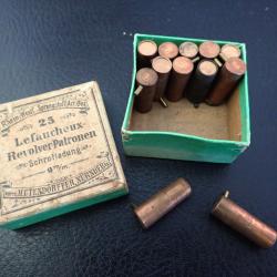 Boite + 12 munitions anciennes LEFAUCHEUX 9mm &agrave; broche