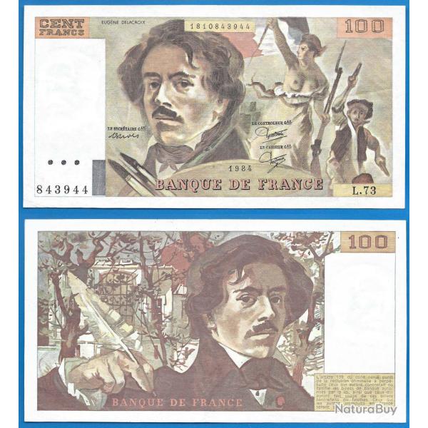 France 100 Francs 1984 Billet Delacroix Franc