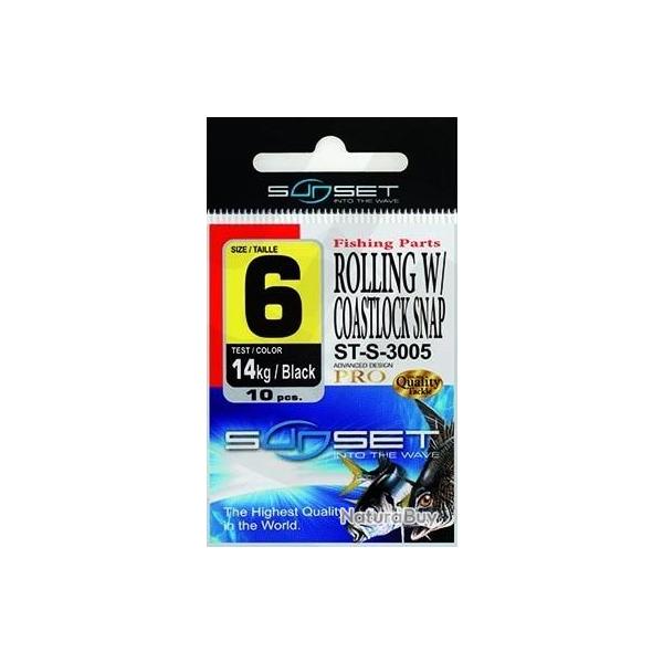 Emerillon Agrafe Sunset Rolling W/ Coastlock Snap ST-S-3005 Par 4 1/0 45kg BLACK - NICKEL