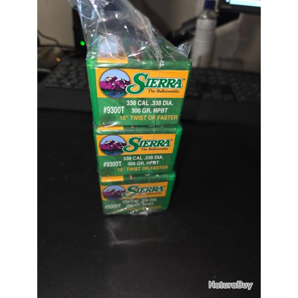 Ogives Sierra MatchKing HPBT cal.338 300grs boite de 50