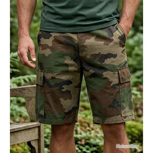 LEDERTYS 810394U002 - Bermuda camouflage Centre Europe avec taille �lastiqu�e pour baroudeur 46