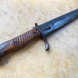 baionnette fusil mauser G98 ww1 premi&egrave;re guerre large 1&deg;type oreillette WKC 1911 fourreau repeint