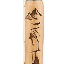 Opinel N&deg;8 Sport &laquo;&nbsp;Grav&eacute; Escalade&nbsp;&raquo; - Couteau Outdoor - Manche H&ecirc;tre