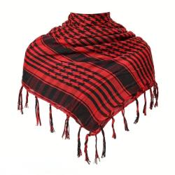 Keffieh Rouge Noir Unisexe Foulard Tactique &agrave; Franges Outdoor