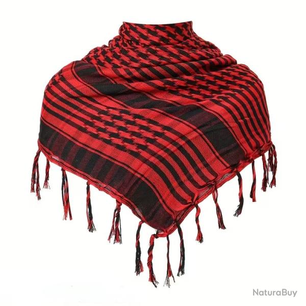 Keffieh Rouge Noir Unisexe Foulard Tactique � Franges Outdoor
