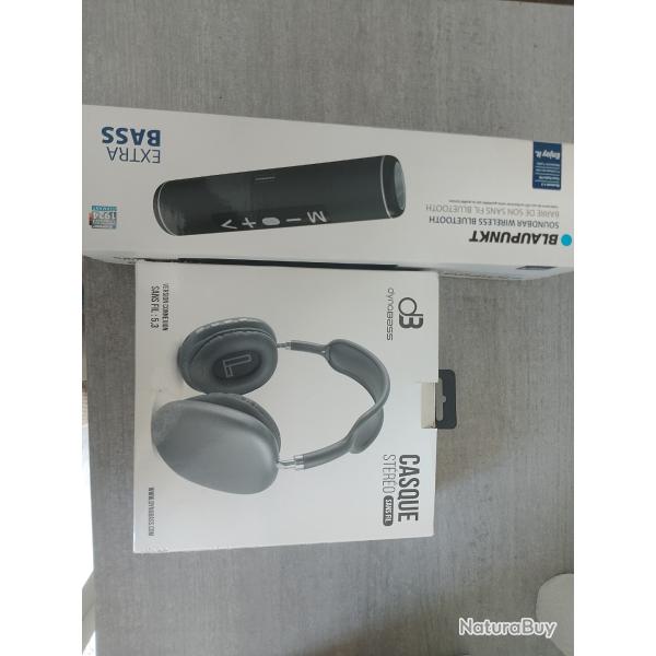 Ensemble enceinte et casque bluetooth neuf