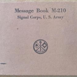 Carnet, livret US WW2 Message Book M-210 Signal Corps, U.S. Army