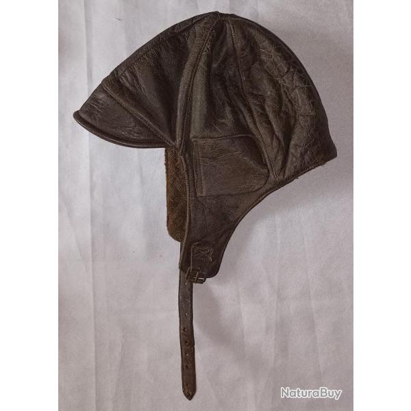 Serre t�te cuir pilote motocycliste ann�es 20/30