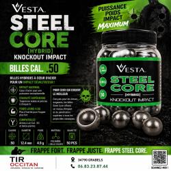 Billes VESTA Steel Core calibre .50 - Projectiles lourds coeur acier (x50)