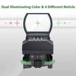 Point rouge, red dot: Viseur tactique - 4 r&eacute;ticules - 5 niveaux de luminosit&eacute; - Rail picatinny stand