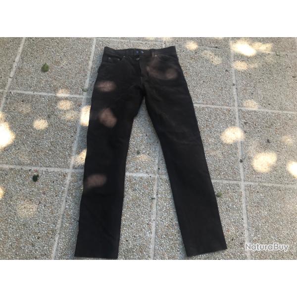 Pantalon cuir de buffle marron fonc�