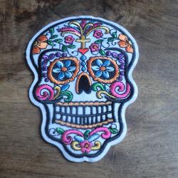 &eacute;cusson brod&eacute;e sugar skull thermocollant