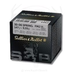 50 balles FMJ Cal.30-06 147Grs S&B