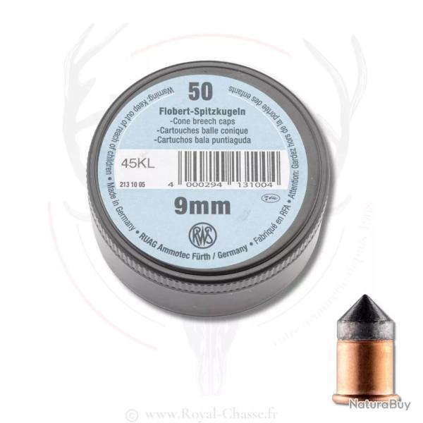 50 balles coniques Cal.9mm Flobert RWS