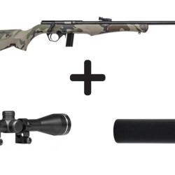 PACK CARABINE ROSSI MOD. 8122 CAMO CALIBRE 22LR CAMO + LUNETTE 3-9X40 + SILENCIEUX