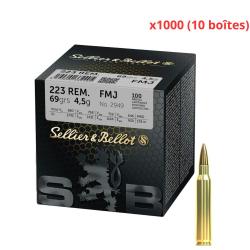 MUNITIONS SELLIER BELLOT CALIBRE 223 REM FMJ 69gr - 4.5g x1000 