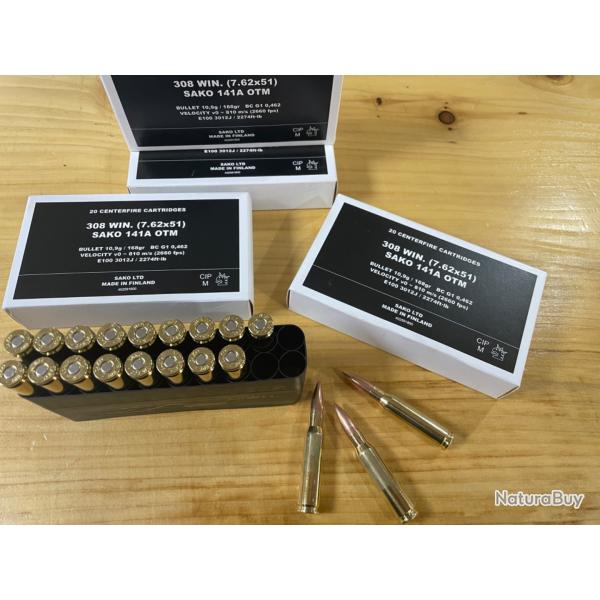 SAKO cal.308 Win OTM HPBT 168 grains - 10.9 grammes