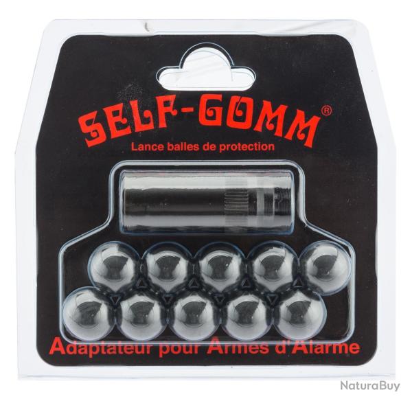 SAPL Adaptateur pour armes d'alarme + 10 projectiles Self Gomm calibre 18 mm filetage Filetage 10 mm