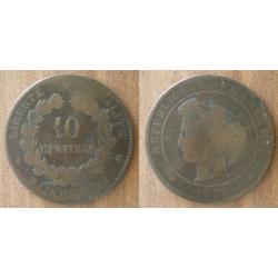 France 10 Centimes 1872 Piece Ceres Franc