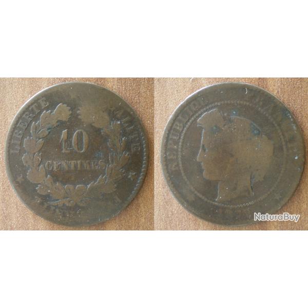 France 10 Centimes 1872 Piece Ceres Franc