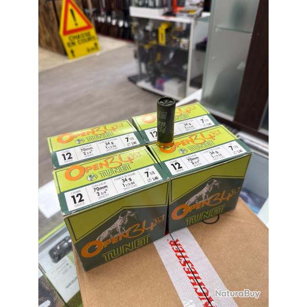100 cartouches tunet open 34 bj calibre 12 plomb de 7,5