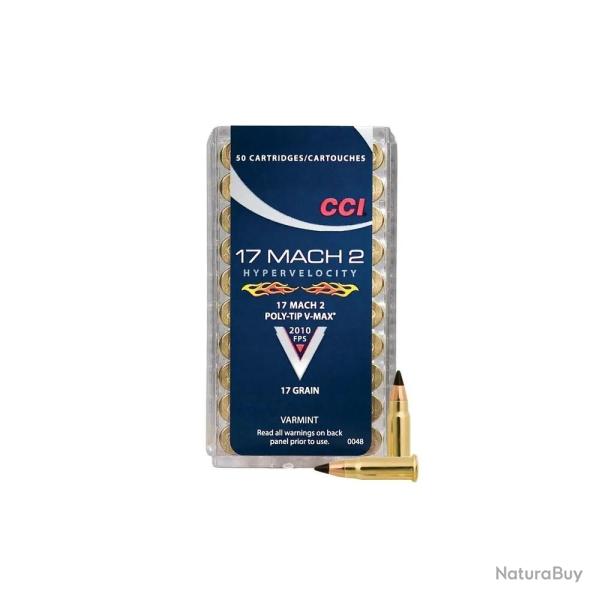 Cartouches CCI 17MACH2 (17hmr) 17Grs poly-tip v-max x50
