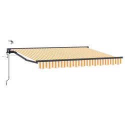 Auvent r&eacute;tractable &eacute;lectrique Jaune et blanc 2,5 x 2 m