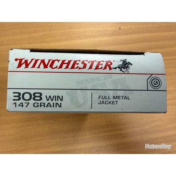 VENTE FLASH WINCHESTER CAL 308 WIN 147GR BTES DE 20 BALLES VENDU PAR 2 BOITES FRAIS DE PORT OFFERT