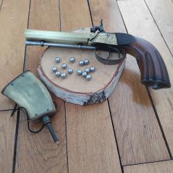 Pistolet &agrave; percussion de v&eacute;nerie double canon