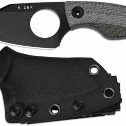 Couteau Kizer Nightjar Black Lame Acier AUS-10 Black Manche Micarta Noir Etui Kydex KI1114A1