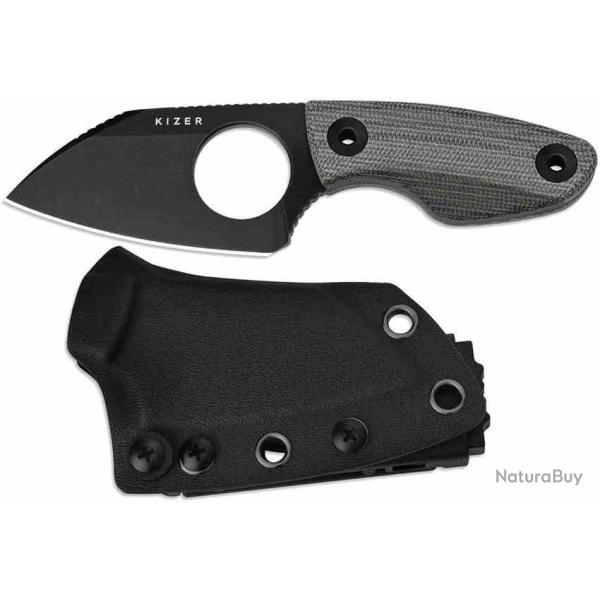 Couteau Kizer Nightjar Black Lame Acier AUS-10 Black Manche Micarta Noir Etui Kydex KI1114A1