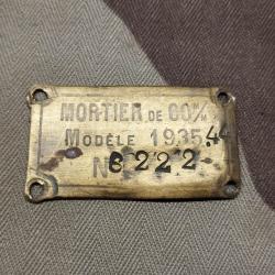 Plaque identification de Mortier 60 mm Mle 35 M 44